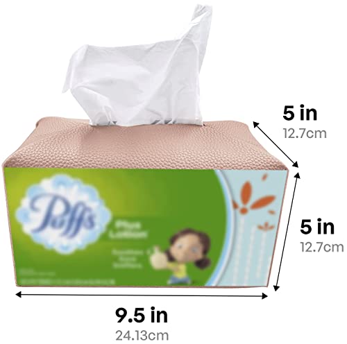 Carrotez Tissue Box Cover, [Refined] Modern PU Leather Rectangular Tissue Box Holder - Decorative Holder/Organizer for Bathroom Vanity Countertop, Night Stands, Office Desk 9.5"X5"X5" - Rose Pink - color: Rose Pink, size: [Rectangular]