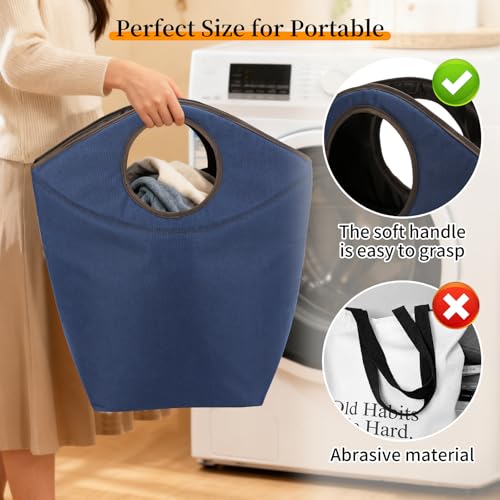 Foldable Storage Hamper Bag with Soft Padded Handle, 18x17x9.5inch Multi-Purpose Oxford Fabric Laundry Basket, Collapsible Storage Bag for Home, Bedroom, Dormitory, Travel & Outdoor - color: Blue, size: 17"L x 9.5"W x 18"H
