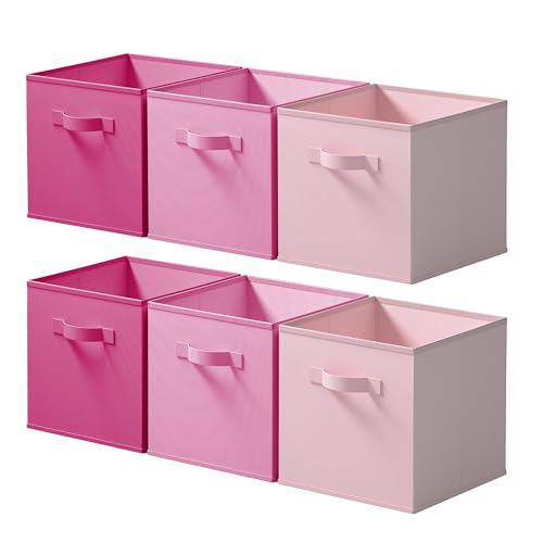 Cupic Cupid 11 Inch Storage Cube, Fabric Cube Storage Bin with Handles, Storage Cube Organizer for Clothes and Toys, Collapsible Cube Bins for Closet, Shelves, Nursery, 6-Pack, Pink Gradient - color: Pink Gradient, size: 11 Inch
