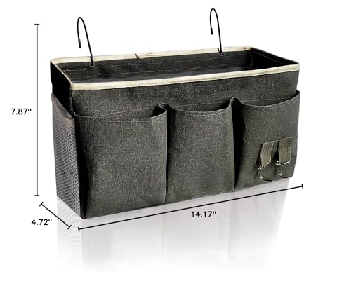 Bedside Caddy, Bedside Hanging Storage Organizer forBunk and Hospital Beds,College Dorm Bed，Can be Placed Glasses Books Mobile Phones (Black1) - color: Black