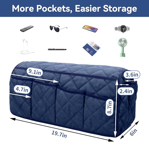 MEHIDFY Armchair Caddy, Waterproof Sofa Armrest Organizer, Non Slip Recliner Organizer, Remote Holder for Recline, Recliner Caddy with 14 Pockets Storage for TV Remote, Phone, Magazine (Blue) - color: Blue