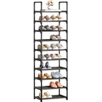 10 Tier Tall Shoe Rack Organizer 20-25 Pairs Shoe Tower Shelf,Metal Shoe Storage,Lager Shoe Storage for Closet Entryway(Black) - size: 10-Tier-Black