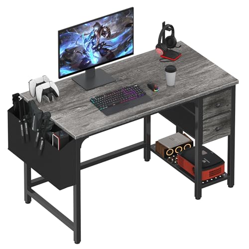 Lufeiya Computer Desk with Fabric Drawers, 40 Inch Gaming Desk for Small Space Home Office, Modern Simple Study Writing Table PC Desks for Bedroom, Gray - color: Grey, size: 40 inch
