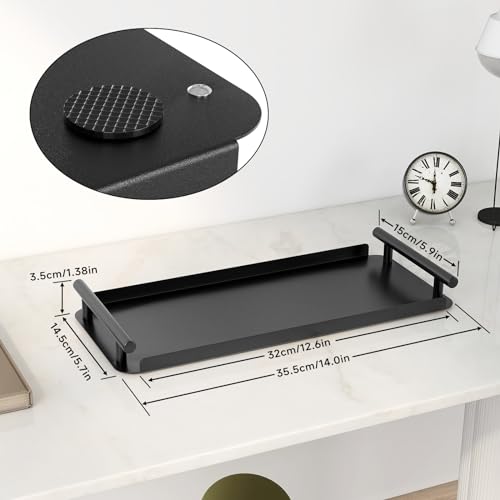 FEILERN Toilet Paper Basket, Stainless Steel Toilet Tank Tray with Handle for Organizing - Toilet Paper Basket Storage for Toilet Tank, Bathroom, Kitchen Counter (Black) - color: Black
