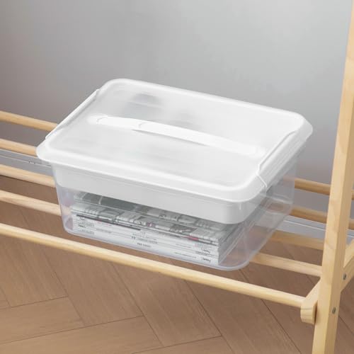 CraftGenes Craft Storage Box with Removable Tray, 20 QT Clear Plastic Organizer with Lids, White Playdoh Storage Containers for Crafts Supplies, Tools, Puzzles - size: 1-Pack