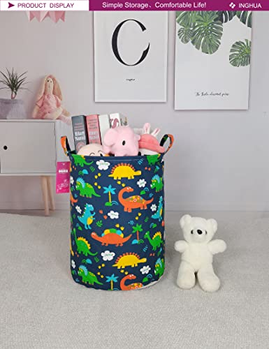 Laundry Hamper Large Canvas Fabric Lightweight Storage Basket/Toy Organizer/Dirty Clothes Collapsible Waterproof for College Dorms, Boys and Girls Bedroom,Bathroom (Forest Dinosaurs) - color: Forest Dinosaurs