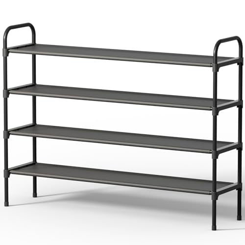 Kitsure Extra-Long Shoe Rack for Closet, Shoe Organizer for Front Door Entrance, Stackable Shoe Shelf, Detachable Closet Organizers and Storage, 39.0" Wide - 4 Tier, Black - color: Black, size: 39.0" Wide - 4 Tier