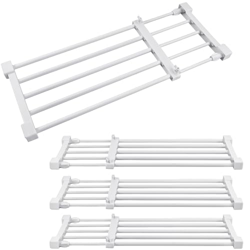 Geetery 4 Pcs Closet Tension Shelf Metal Expandable Closet Shelf Dividers Adjustable DIY Shelf Separators in Closet Tension Rod Storage Rack for Cabinet Kitchen Wardrobe (19.7''-31.5'' X 9.45'') - size: 19.7''-31.5'' x 9.45''