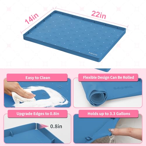 Sdpeia Under Sink Mat 22"×14" Waterproof Silicone Cabinet Liner & Sink Protector for Kitchen & Bathroom, Multi-Purpose Organizers Tray for Pets, Laundry, Cat Litter Mat - color: Ocean Blue, size: 14"W x 22"L