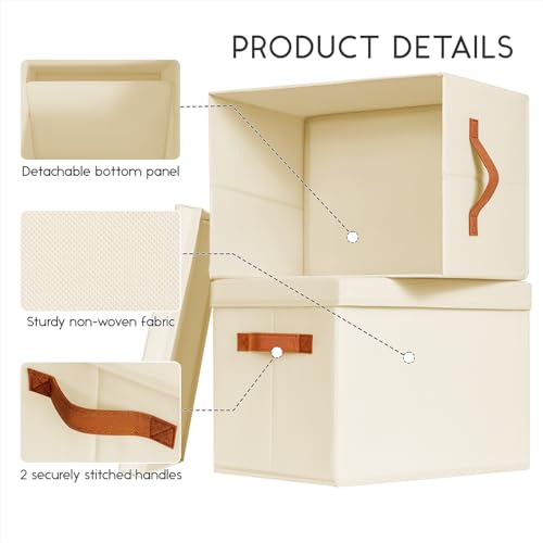 Homsorout Storage Bins with Lids - Large Fabric Closet Bins with Lid, 6 Pack Clothes Organizers and Storage, Collapsible Stackable Cube Basket for Home, Office, Dorm, Beige - color: Beige, size: XL(6-Pack)