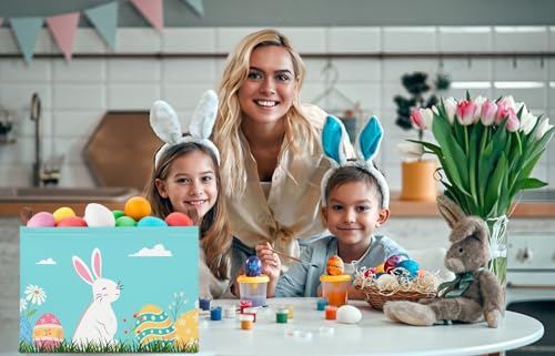 NTAOHAMPER Rectangular Easter Eggs Basket Empty,Easter Storage Bin with Handles,Baby Room Decor,Gift Basket(Blue Easter Eggs) - color: Blue Easter Eggs