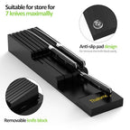 Bamboo Kitchen Drawer Organizer, Expandable Silverware Organizer with Removable Knife Block, 6-8 Slots- Utensil Holder & Cutlery Tray Drawer Dividers, 2.36" Deep for Extra Capacity, Black - color: Black