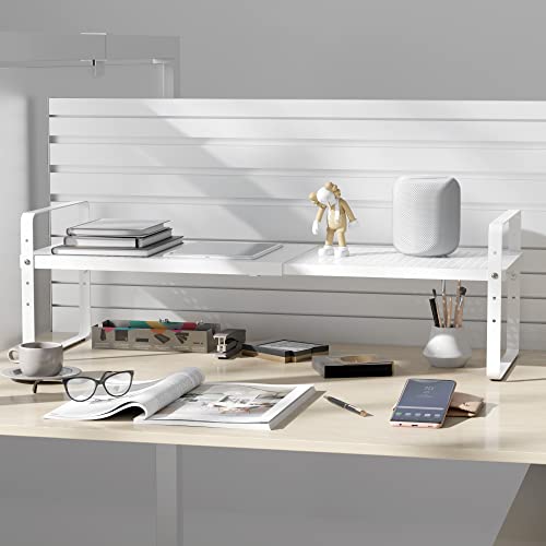 Expandable Cabinet Shelf Organizer Adjustable Metal Spice Rack Stackable Freestanding Counter Storage Shelves for Kitchen Cabinet Under Sink Office Desk (White - 2Pack - L16.5-27'' * W10.2'' * H9.6'') - color: White - 2Pack - L16.5-27'' * W10.2'' * H9.6''