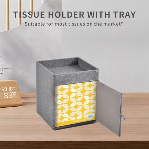 Tissue Box Cover with Storage Tray Square Tissue Box Holder PU Leather Facial Tissues Organizer Tray for Bathroom Vanity Bedroom Office Car,Stylish Napkin Caddy Decorative Organizer (Grey) - color: Grey