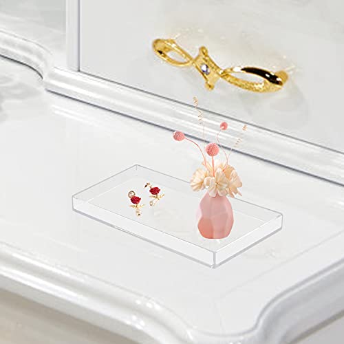 Bigfety Acrylic Bathroom Tray for Counter, Handmade Clear Trays Sturdy Organizer for Cup, Sponge, Soap, Plant (Medium, Clear) - size: 9.7" x 5.9" x 0.9"