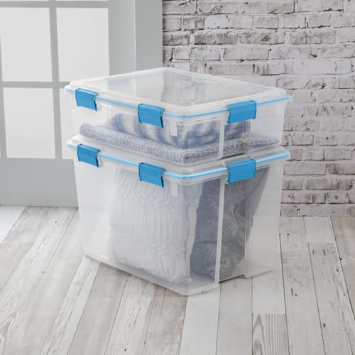 Sterilite 8-Pack Gasket Box, Weather-Resistant Storage Bins with Latching Lids, 80 Quart - Heavy-Duty Organizing Containers for Closet, Bathroom, and Office - size: 80 Quart, style: 8 Pack