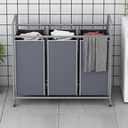 LINZINAR 3-Bag Laundry Sorter,Laundry Hamper Cart with Heavy Duty Rolling Lockable Wheels and Removable Bags (Grey) - size: 3 Bags Grey