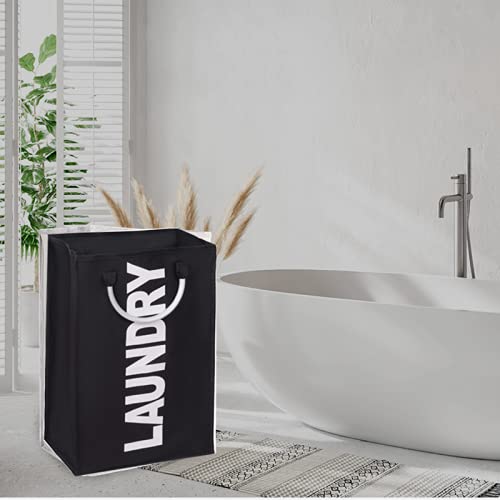 2-Pack Laundry Basket, Durable Handles for Easy Carry, Collapsible Cloth Baskets, Hampers for College Dorms, Foldable Fabric Hamper Bags, Black - color: Black*2