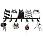 Key Holder Wall Mounted with Screws and Anchors, Black Multifunctional Key Hanger with 7 Hooks, Entryway Front Door Kitchen Hallway Garage Office - color: 5 Cats Black