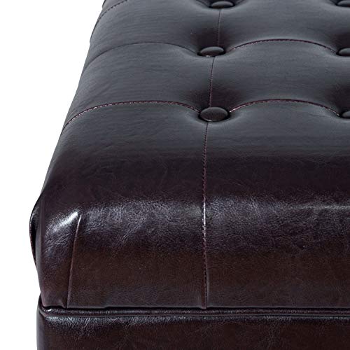 HomePop Deluxe Tufted Storage Bench with Hinged Lid, Espresso - color: Espresso