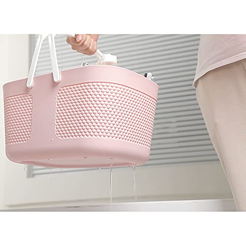 Shower Caddy Basket, Portable Large Capacity Thickened Plastic Organizer Storage Tote with Handles Drainage Toiletry Bag Bin for Bathroom, College Dorm Room Essentials, Kitchen, Camp, Gym, Pink - color: Pink
