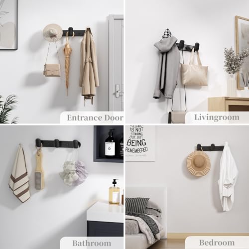 Coat Rack Wall Mount Black, 3 Hooks Rack Metal Coat Hanger Wall for Hanging Hat Purse and Robes, Towel Hook for Bathrooms and Entryway (1 Pack) - color: Black, size: Round 3 Hooks 1 Pack
