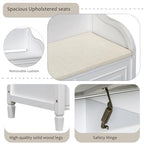 Knocbel Rustic Entry Storage Bench with Hidden Compartments and Removable Cushion, Wooden Entryway Hallway Foyer Shoe Bench Bedroom End of Bed Bench (White and Beige) - color: White and Beige