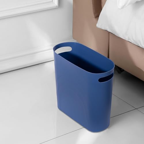rejomiik Small Trash Can, 3.5 Gallon Slim Garbage Can Plastic Waste Basket with Handles Container Bin for Narrow Spaces Bathroom, Bedroom, Kitchen, Office at Home, Blue - color: Blue, size: 1 pack