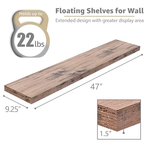 Sorbus Floating Shelves for Wall - 48 Inch Long Bathroom Shelves, Wall Decor for Bedroom, Kitchen, Living Room & Book Storage - Mounted Floating Shelf with Invisible Brackets (Mahogany, 3 Pack) - color: Mahogany, size: 48 Inch, style: 3 Pack