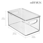 mDesign Plastic Deep Storage Bin Box Container with Lid and Built-In Handles - Organization for Fruit, Snacks, or Food in Kitchen Pantry, Cabinet, or Cupboard, Ligne Collection, 8 Pack, Clear - size: 10.6 x 6.2 x 5.2 (Pack of 8)