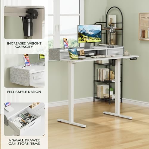 Homall Electric Standing Desk with 2 Drawers, Adjustable Height Computer Desk with Storage Sit Stand Table with Storage Shelf and Splice Board Quick Install for Home Office (White, 48 Inch) - color: White, size: 48 Inch