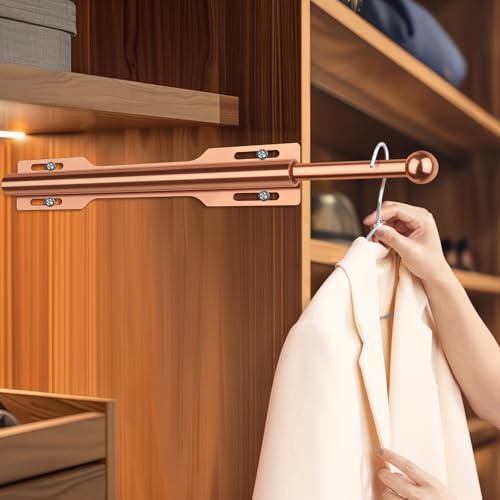 FIRJOY 12" Valet Rod for Closet Pull Out (2 Pack, Rose Gold) - color: Rose Gold, size: 2 Pack