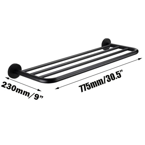 Hotel Towel Racks for Bathroom Wall Mounted, 30 Inch Towel Shelf for Bathroom, 2-Tier Bathroom Towel Rack, Black - color: Black, size: 30Inches 2PCS