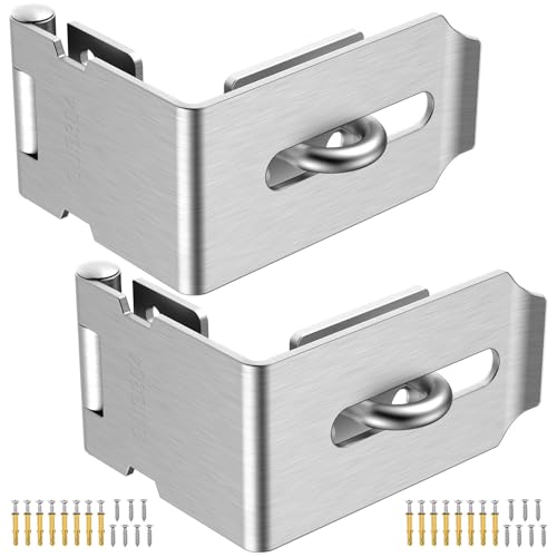 90 Degree Hasp Latch, Heavy Duty 304 Stainless Steel Padlock Hasp Lock for Right Angle File Cabinet, Desk Drawer, Tool Box, Mailbox, Bookcase (Silver-2pcs) - color: Silver-2pcs