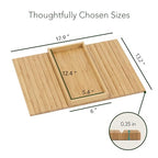 DETOR Couch Tray with Spacious 12.4" x 5.4" Storage Box, Natrual Bamboo Finish, Enhanced Non-Slip Felt Bottom, Sturdy Bamboo Slats, Fits Armrests 6" and Wider - color: Natural