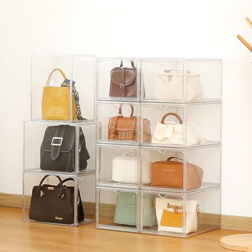 Clear Shoe Storage Boxes Stackable, Display Case With Magnetic Door, 4 Pack Acrylic, Plastic Shoe Boxes With Lids, Sneaker Storage - size: Front Door-4pcs