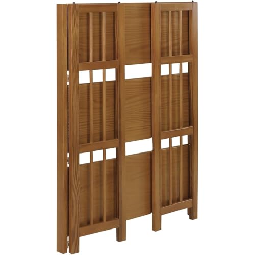 HomeStock 3-Shelf Stackable Folding Office Wood Furniture Bookcase, Contemporary Home and Office Furniture, Sturdy Wooden Shelving Storage Chestnut/27.5 Inch - color: Chestnut, size: 27 5 Inch