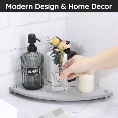 Segbeauty Corner Counter Shelf, 9.85in Water Absorbing Stone Drying Mat for Kitchen Counter, Instant Drying Stone Tray Dish Sponge Holder, Fast Drying Diatomaceous Bathroom Counter Corner Organizer - color: Gray, size: 9.9" x 9.9" x 1.2"