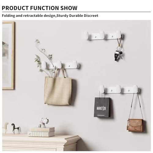 Coat Rack Wall Mount White, 3 Hooks Rack Metal Coat Hanger Wall for Hanging Hat Purse and Robes, Towel Hook for Bathrooms and Entryway (1 Pack) - color: White, size: Round 3 Hooks 1 Pack
