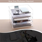 HeZone 4 Tier Paper Organizer for Desk,Acrylic Paper Tray,Clear Stackable Desk Organizer for Document, Office File,A4 Paper - style: 4-layer horizontal tray