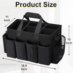 Wearable Large Cleaning Caddy Bag for Housekeeper, Clean Supply Organizer with Adjustable Shoulder, Waist & Handle Straps, Detailing Bag for Kitchen Supplies (Black) - color: Black