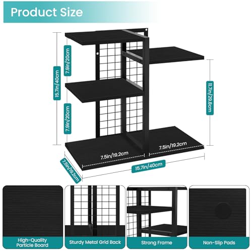 ELITEROO Desktop Bookshelf, 4 Tier Wood Desk Organizer Shelf, Tabletop Storage Shelf Rack for Office Supplies, Desk Decorations for Women Office, Rustic Black - color: Black