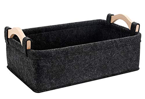 Small Basket Gray Storage Baskets for Shelves Fabric Storage Bins for Living Room Kitchen Playroom Bathroom Toilet Dorm Narrow Storage Basket Organizer Decorative Basket - color: dark gray, size: 14.8 x 10 x 5.1 Inch (Pack of 1)