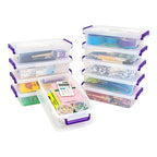 IRIS USA 3 Qt. Plastic Craft Storage Container Bins with Lids, 10 Pack, Small Art & Office Supply Organizer Tote, Sensory Bins & Boxes for Home & University, Stackable, Secure Latch Buckles, Clear - size: 3 Qt. - 10 Pack, style: STACK