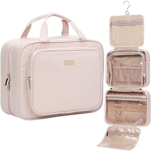 NISHEL Travel Toiletry Bag for Women, Makeup Essentials Organizer, Hanging Case for Accessories, Cosmetics, Large Size, Pink - color: Pink, size: Large