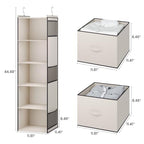 YOUDENOVA Hanging Closet Organizer, 5 Tier Hanging Closet Shelves with 6 Side Pockets and 2 Drawers, Beige - color: Beige