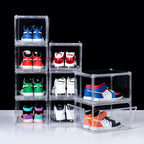 12 Pack Shoe Boxes, Clear Acrylic Stackable Plastic Sneaker Box Container, Magnetic Drop & Side Open Shoe Organizer Case Container With Lids Fits Up to Size 15(Transparency) - color: Transparency