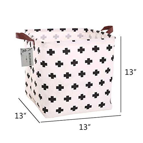 Square Canvas Toy Storage Bins Basket with Handle Collapsible Toy Organizer for Nursery Storage, Kid's Toy & Laundry, Gift Baskets(Cross) - color: Cross