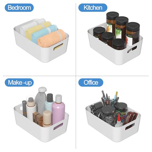 12 Packs Pantry Organizer Bins, Plastic Cupboard Organization Box, White
