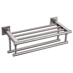 KOKOSIRI Towel Shelf with Double Towel Bars 16 Inches Bathroom Towel Rack Towel Holder Wall Mounted Stainless Steel, Brushed Nickel, B6005BR-L16 - color: Brushed Steel, size: 16 Inch